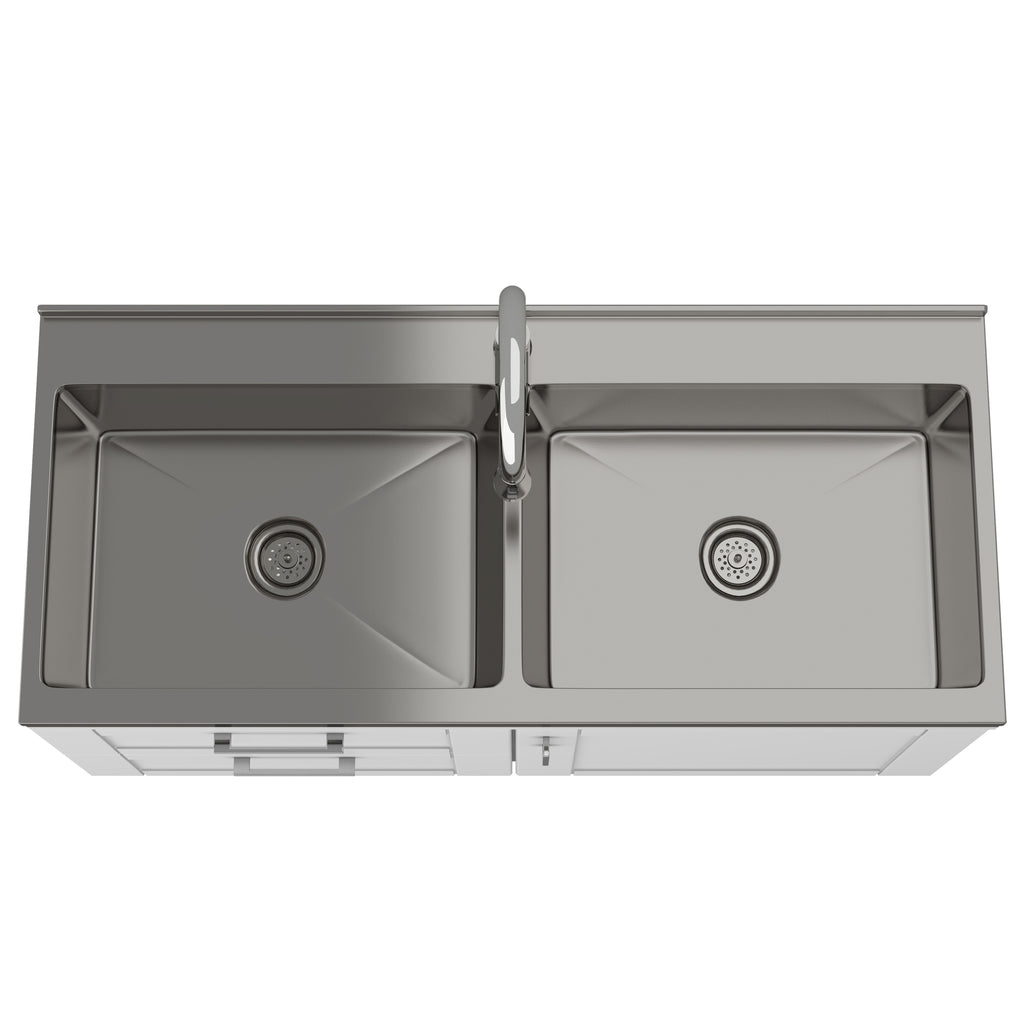 Modern Wide Shaker - 46" Laundry Cabinet with Faucet and Stainless Steel Sink