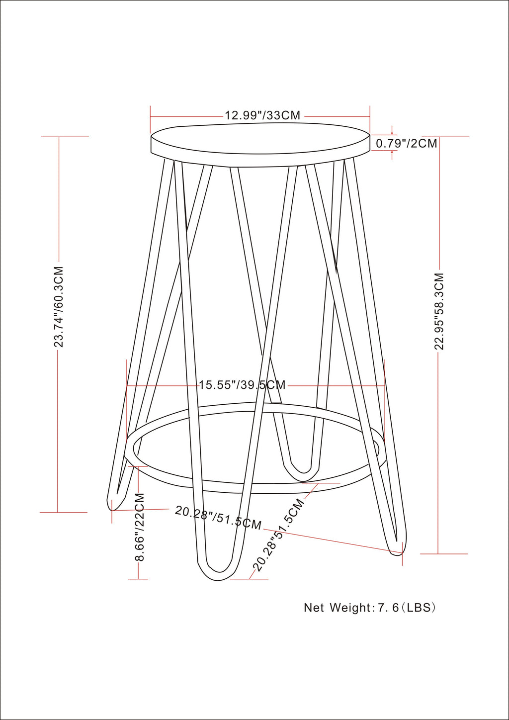 Simeon - 24" Metal Counter Height Stool with Wood Seat - Cocoa