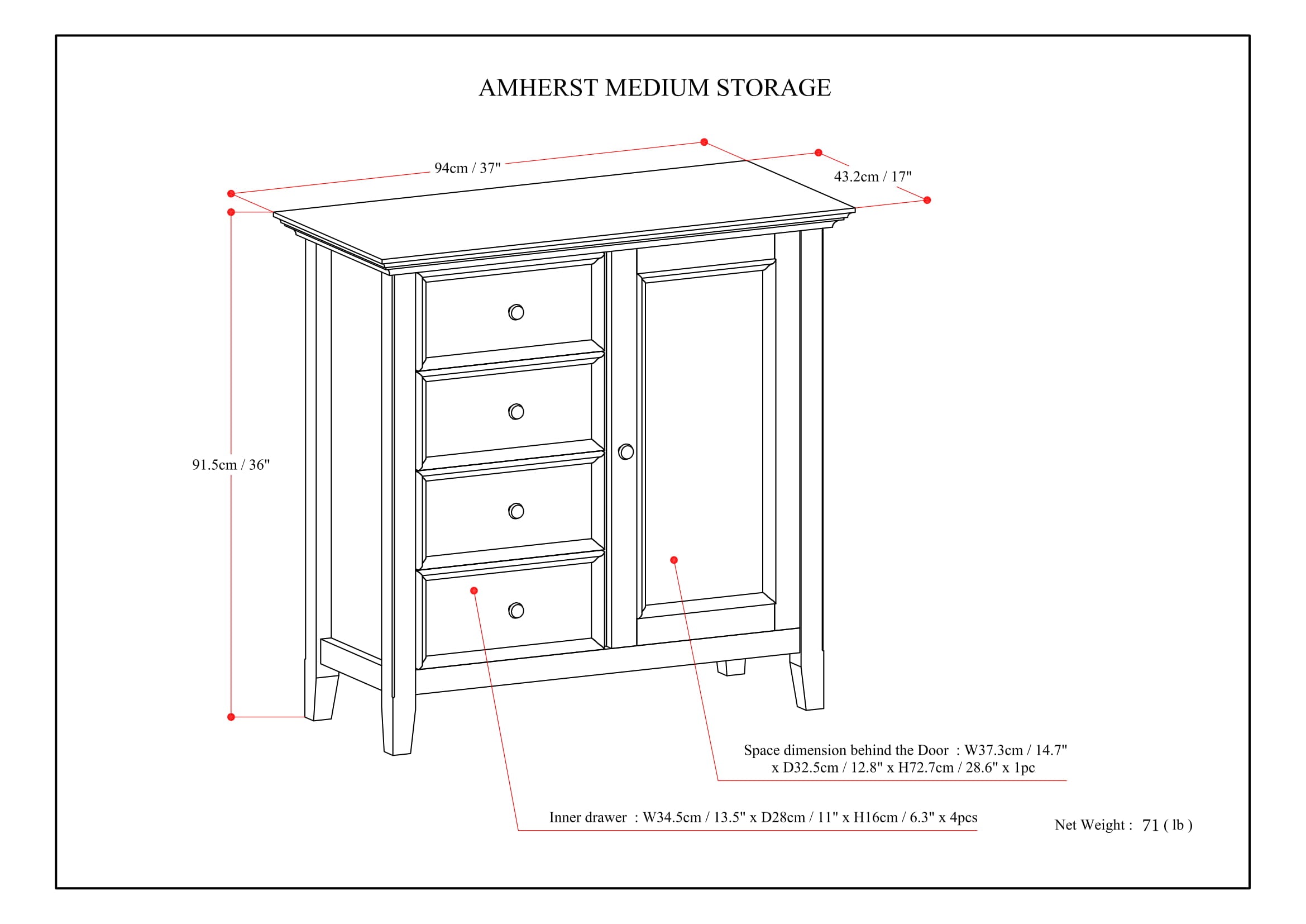 Amherst Medium Storage Cabinet - Light Golden