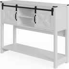 46" Modern Farmhouse Entryway Table with Storage & Sliding Barn Door