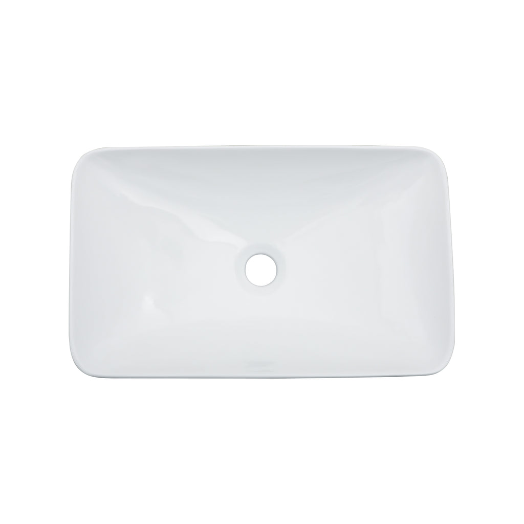 19"x12" White & Black Semi-Recessed Ceramic Bathroom Sink