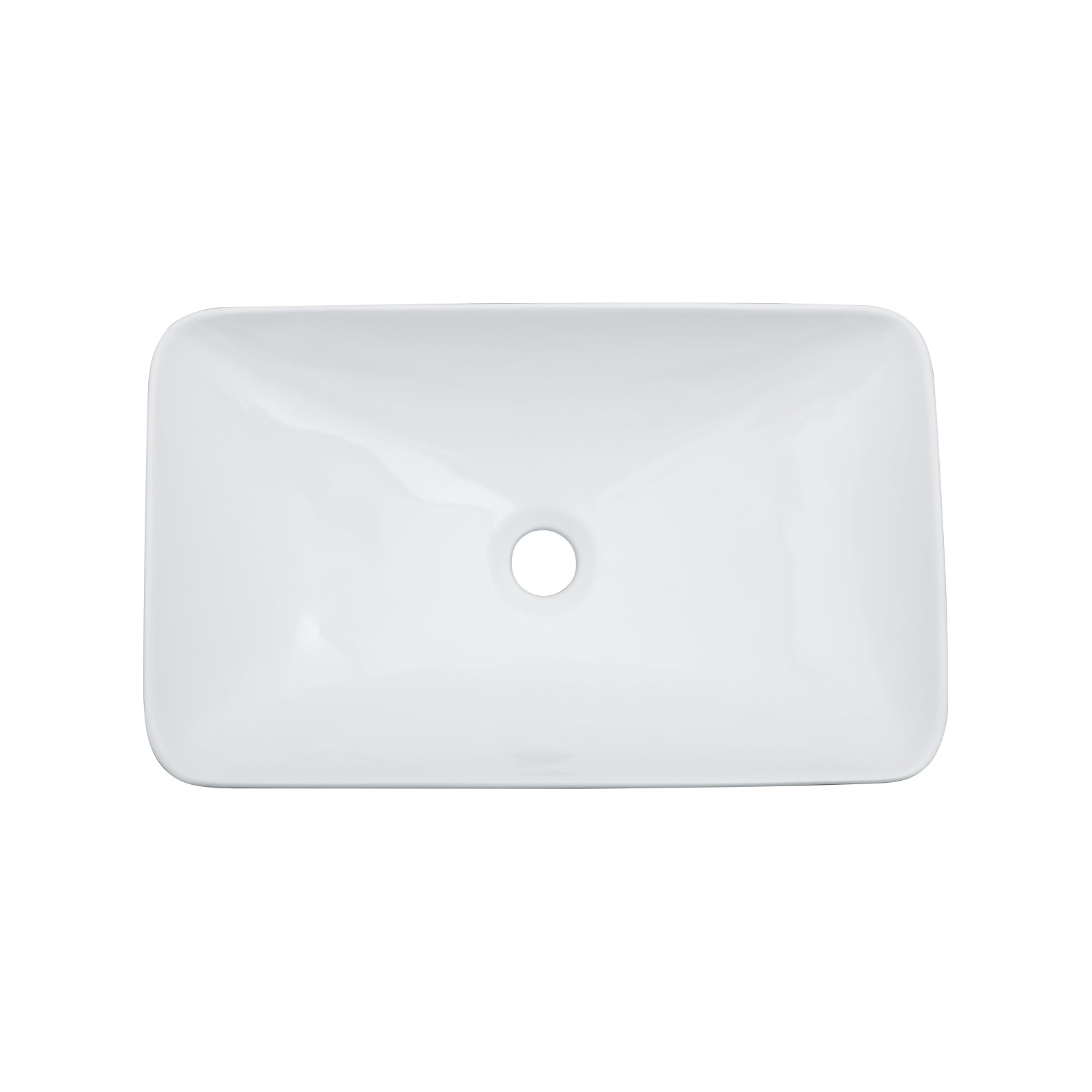 19"x12" White & Black Semi-Recessed Ceramic Bathroom Sink