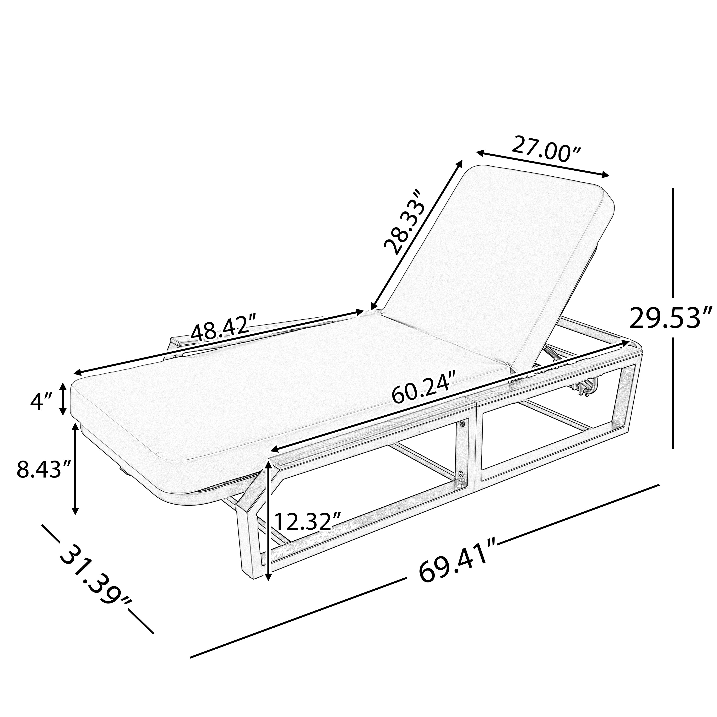 5-Piece Outdoor Chaise Lounge Set, 2 Adjustable Recliners with Side Table