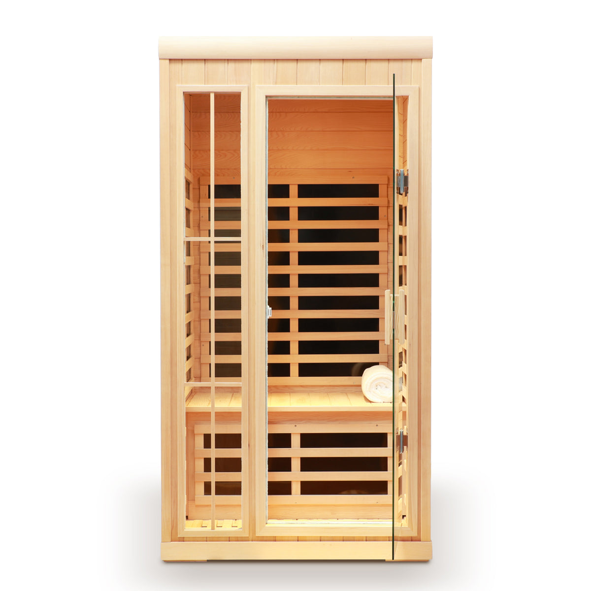 Deluxe One Person Hemlock Infrared Sauna Room with LED Colour Lights