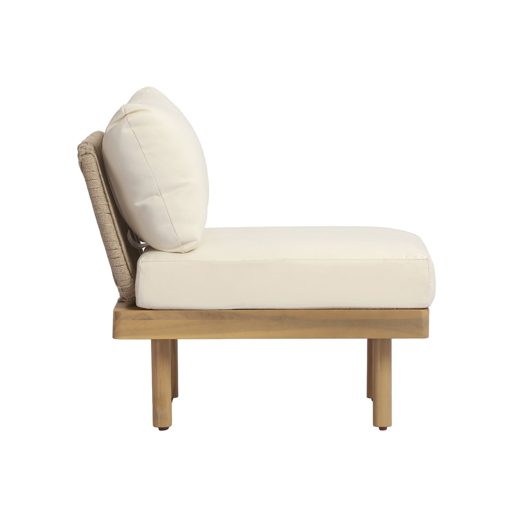 6-Piece Acacia Wood L-Shaped Modular Outdoor Sofa Set