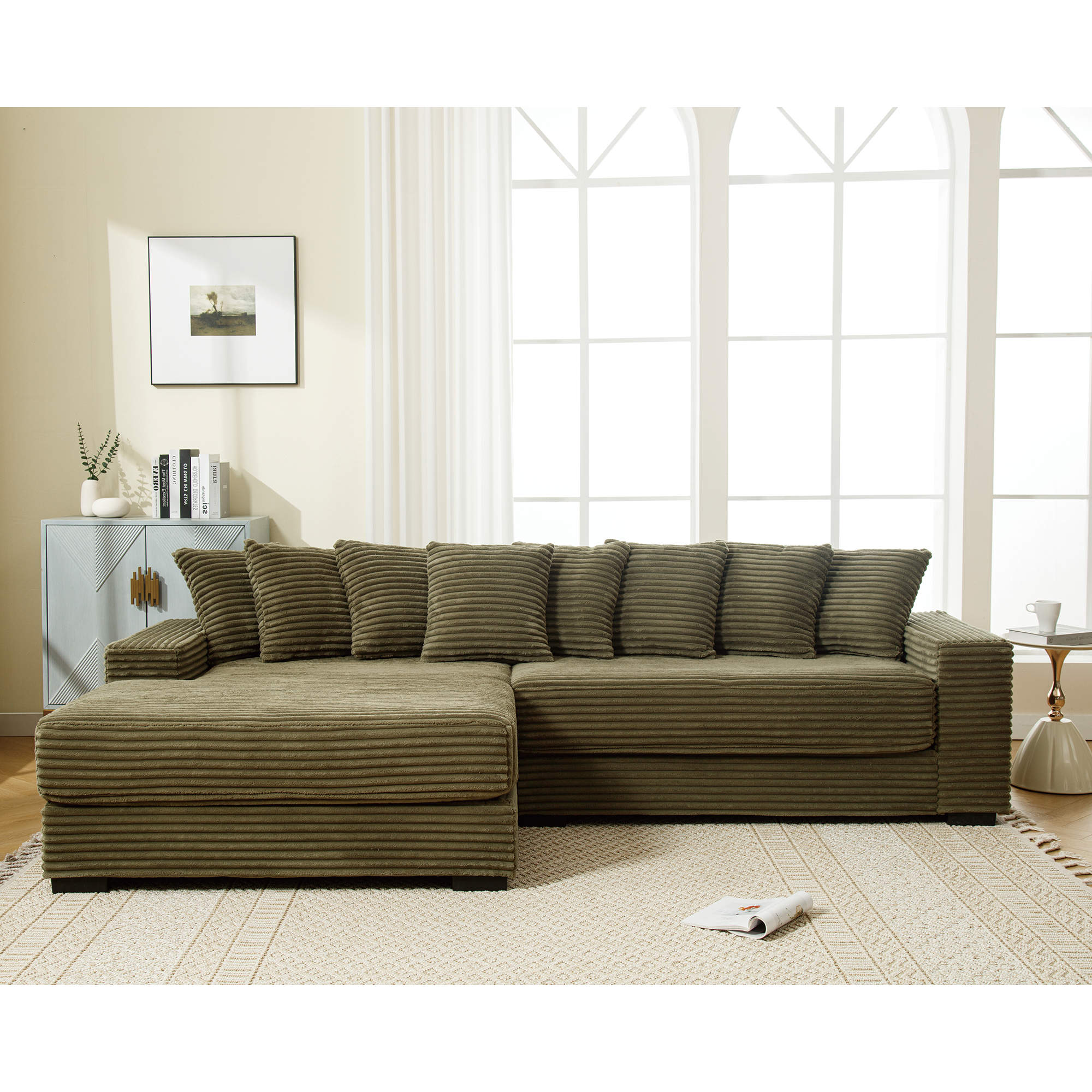 Oversized Two-Piece Velvet Sofa
