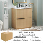 30" Bathroom Vanity with Ceramic Sink and Full-Extension Drawers