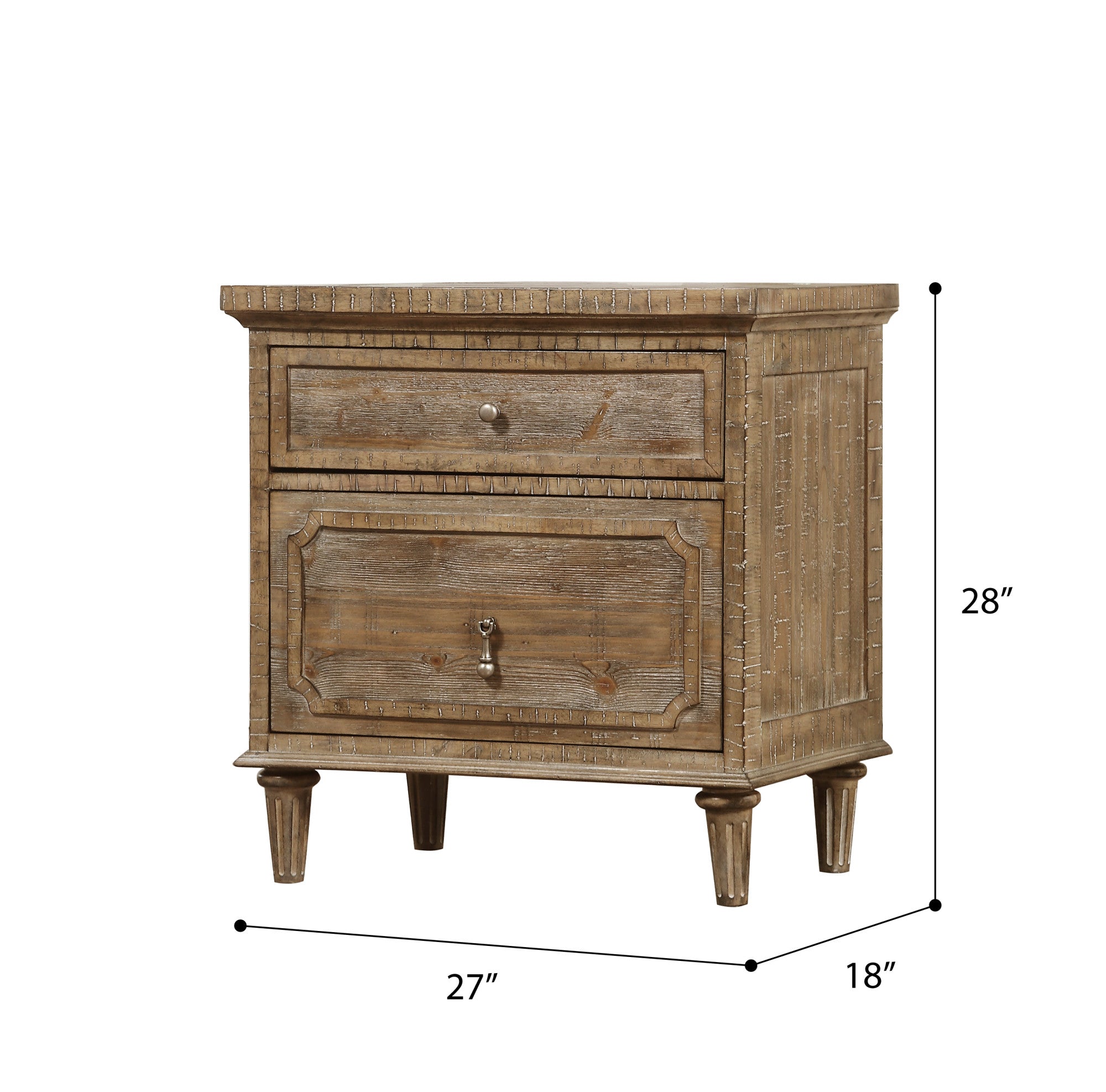 Taupe 2-Drawer Nightstand