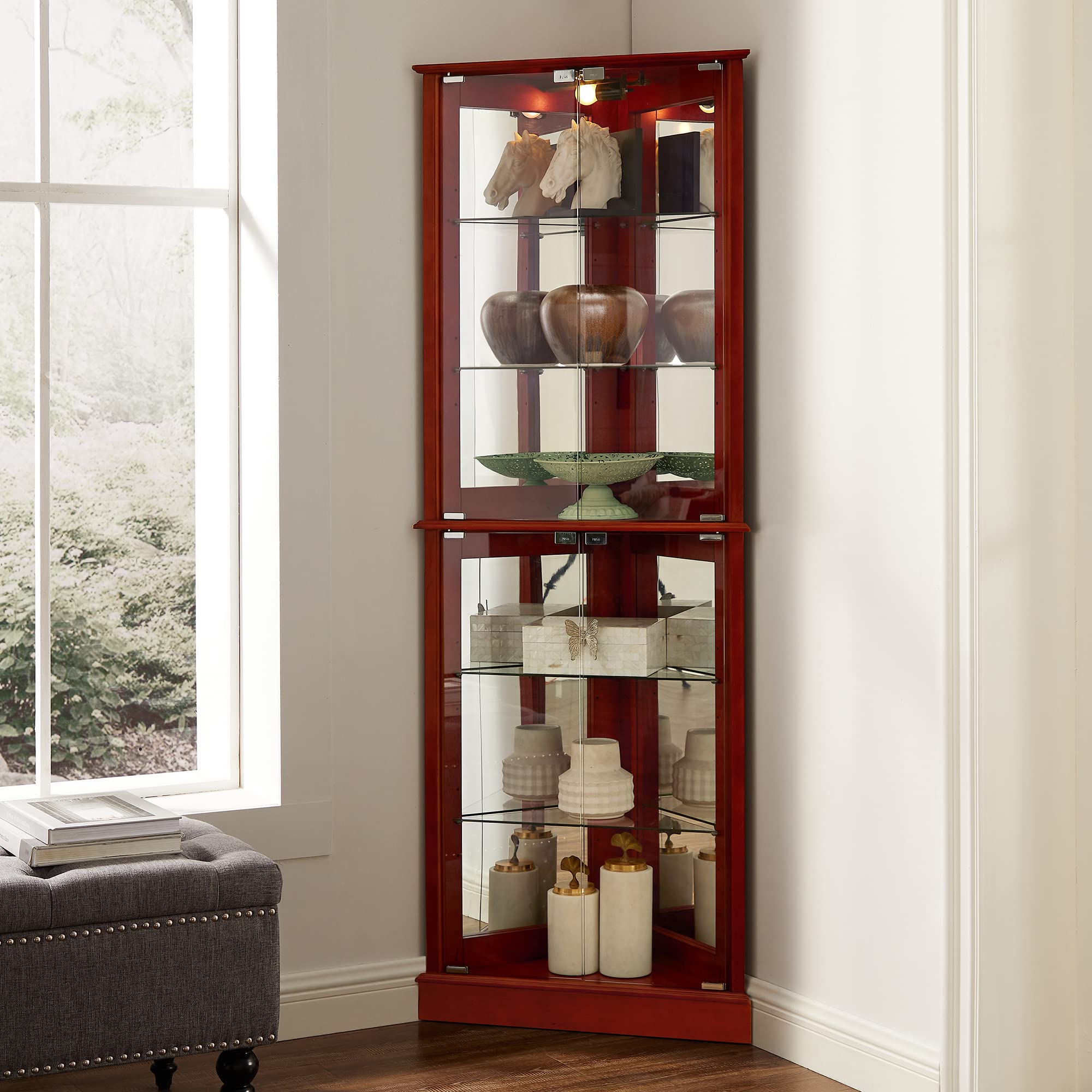 Corner Curio Display Cabinet with Lights