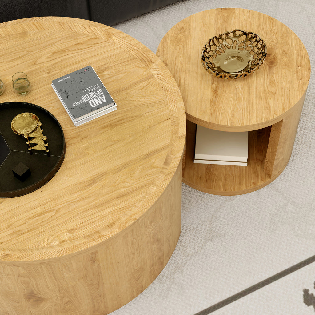 Round Nesting Coffee Table Set of 2