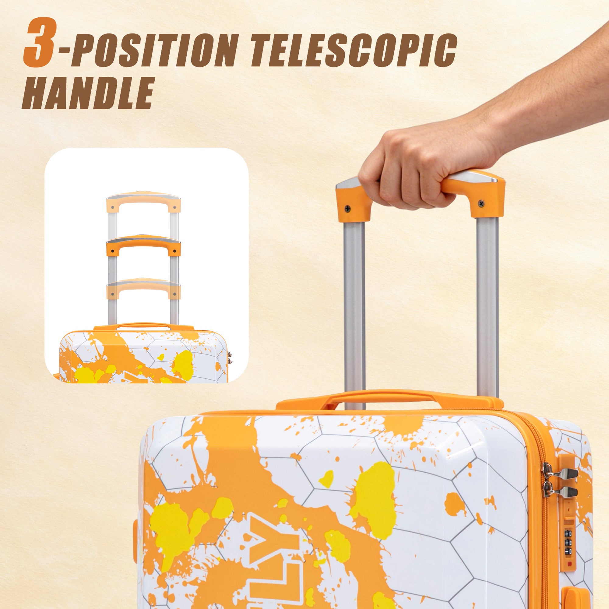 20"/24"/28" 3 Pcs/set in PC Spinner Wheel Luggage - Orange