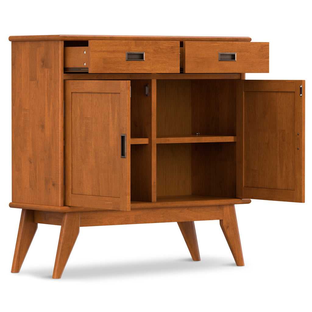 Draper 36 Inch Wide Solid Wood Mid Century Entryway Storage Cabinet