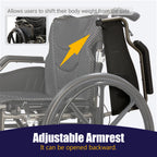 Aluminum Alloy Transport Wheelchair with 18" Seats