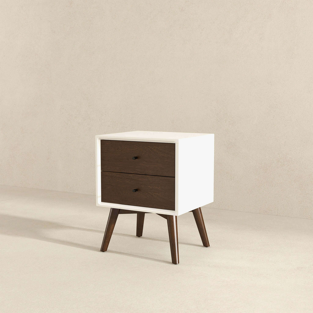 Caroline Mid Century Modern Style 2-Drawer Nightstand