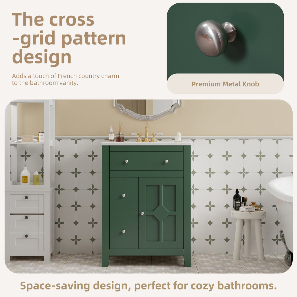 24" Modern Bathroom Vanity with Ceramic Basin