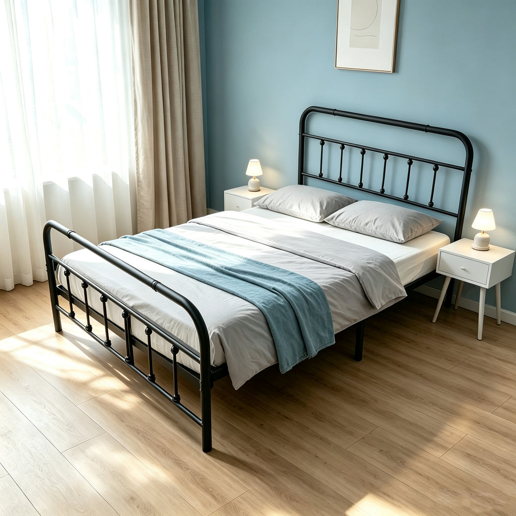 Full Size Metal Bed Frame with Headboard