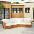 Royal Acacia Patio V Sofa Sectional Set, Beige