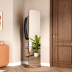 360° Rotating Multifunctional Full Length Mirror with Storage Rack