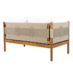 Outdoor Acacia Wood Loveseat with Diamond Rope Weave & Cushions