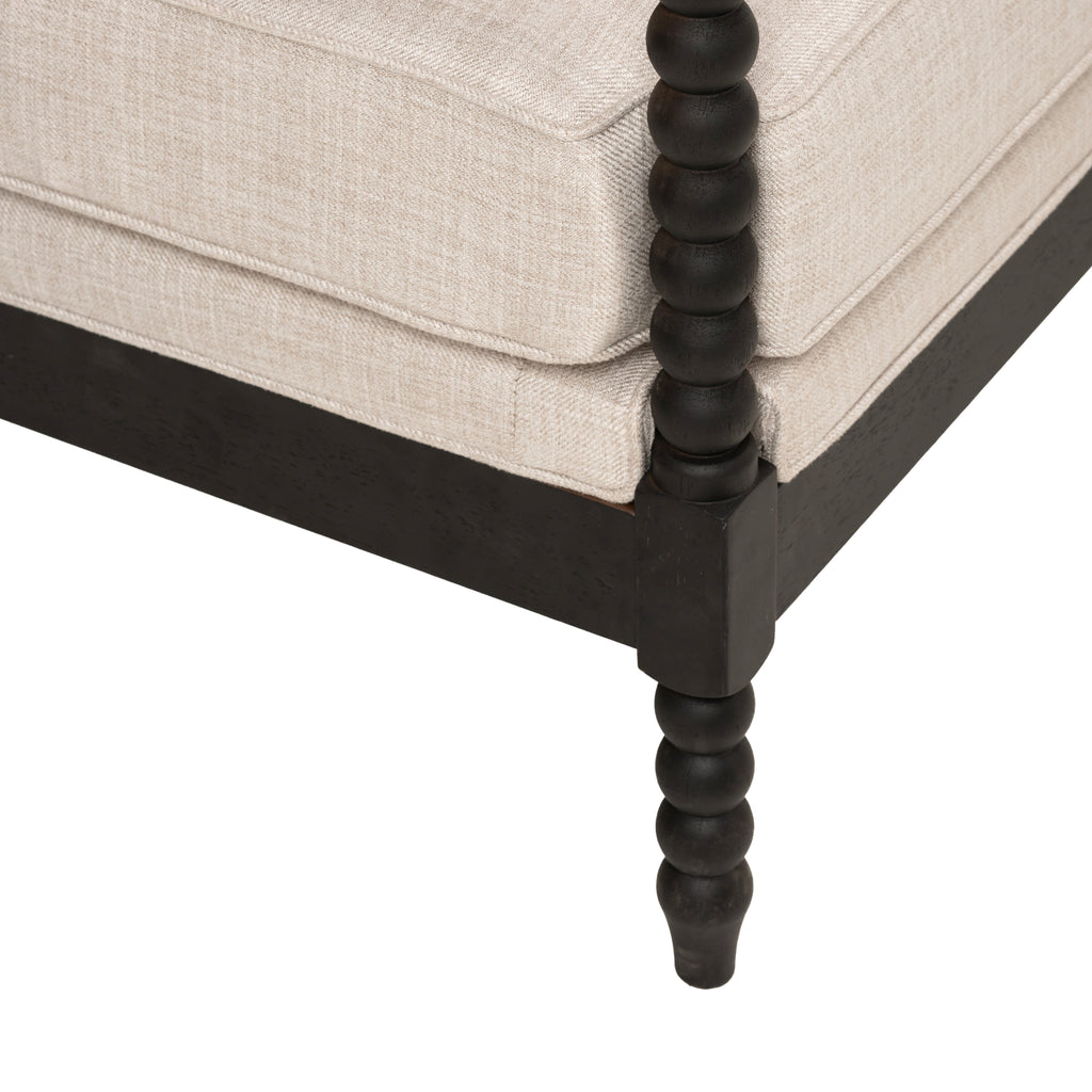 Rubber Wood Accent Chair with Upholstered Fabric