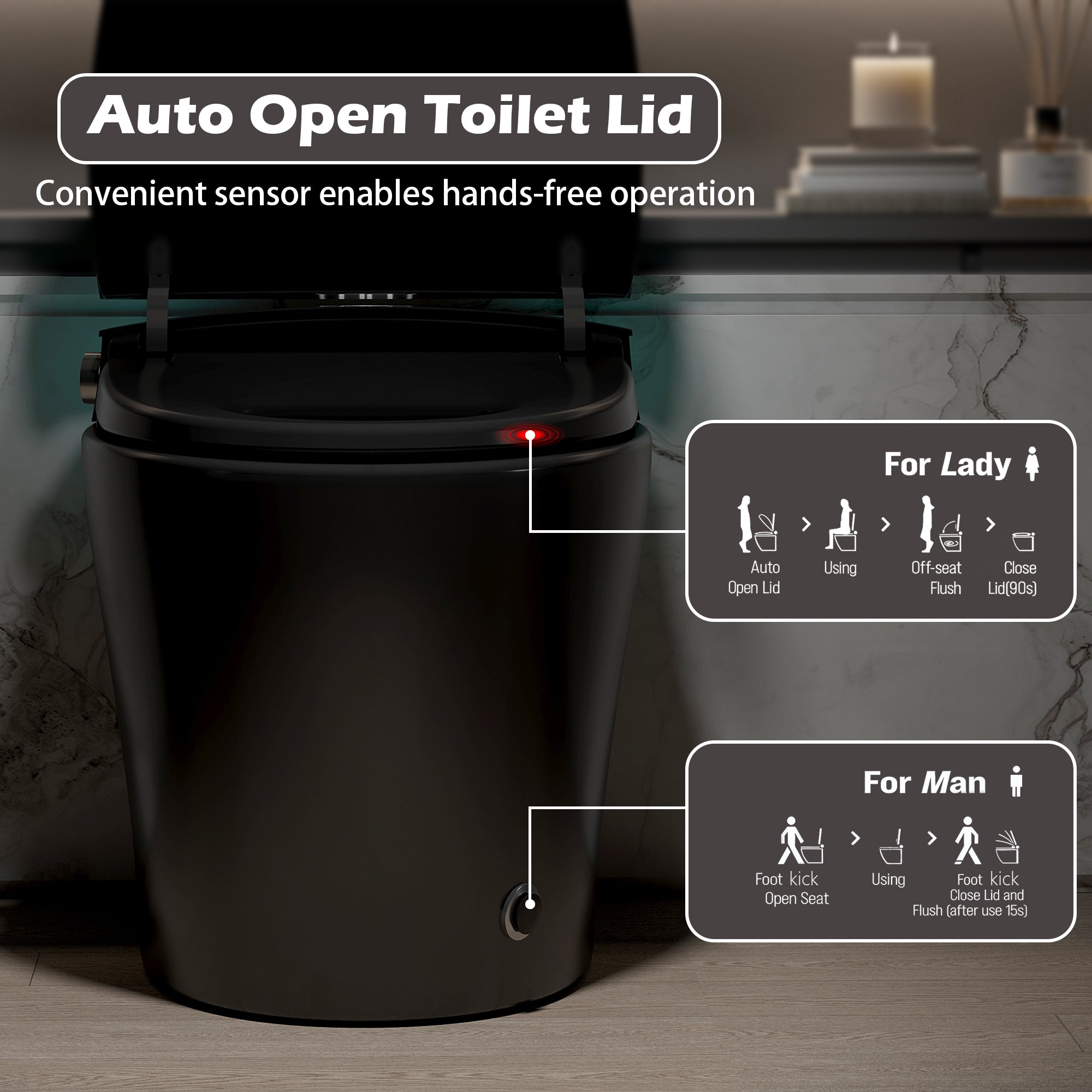 Smart Toilet with Bidet Built In - Black