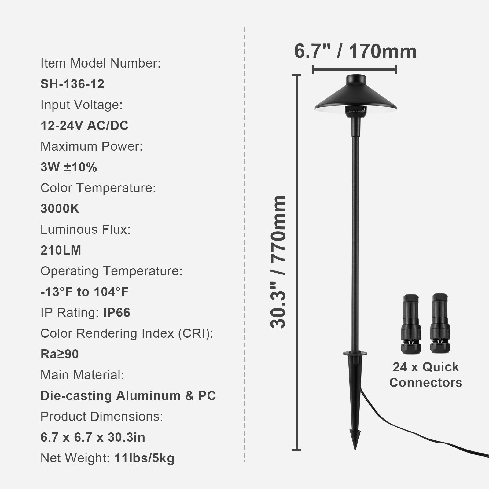 12 Pack Low Voltage Landscape Path Lights