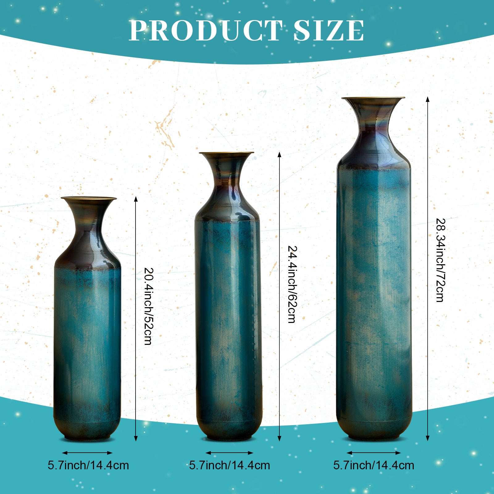Torch-Fired Metal Vases Set of 3, Tall