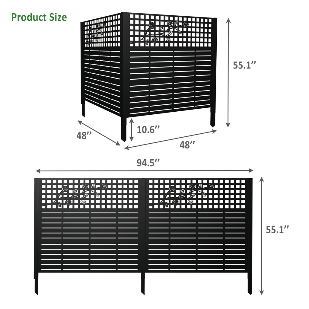 W48'' x H47.3'' x 2 Panels Metal Privacy Screen