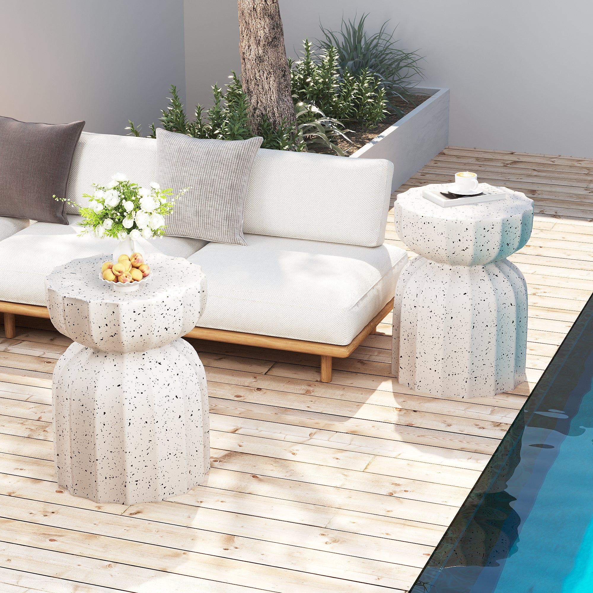 Modern Outdoor and Indoor Waterproof Coffee Table and Side Table Set
