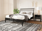 Solid Bamboo Wood Spindle Platform Queen Bed