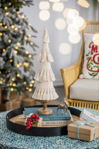 Fringes Embellished Cone With Wooden Base