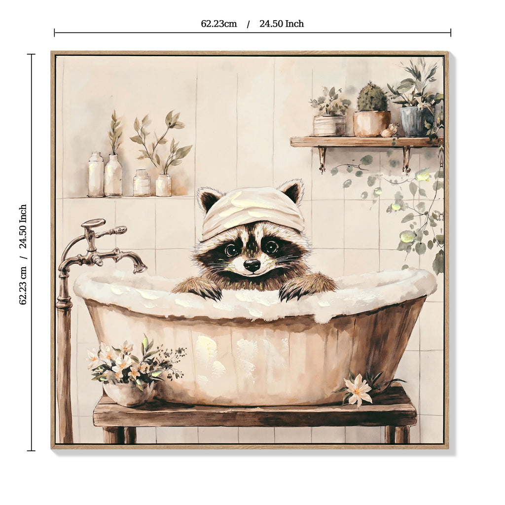 Raccoon Bathroom Canvas Wall Art