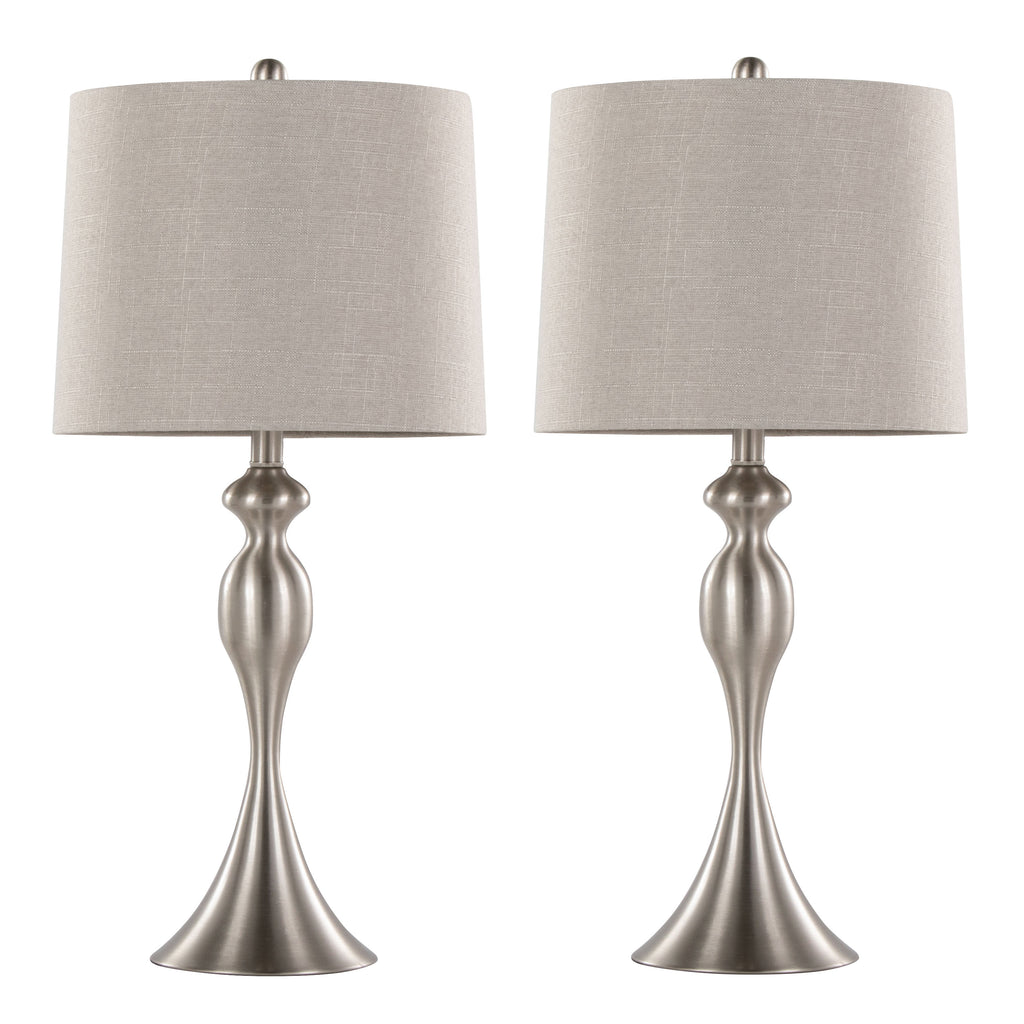 27" Contemporary Metal Table Lamp in Brushed Nickel