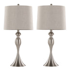 27" Contemporary Metal Table Lamp in Brushed Nickel