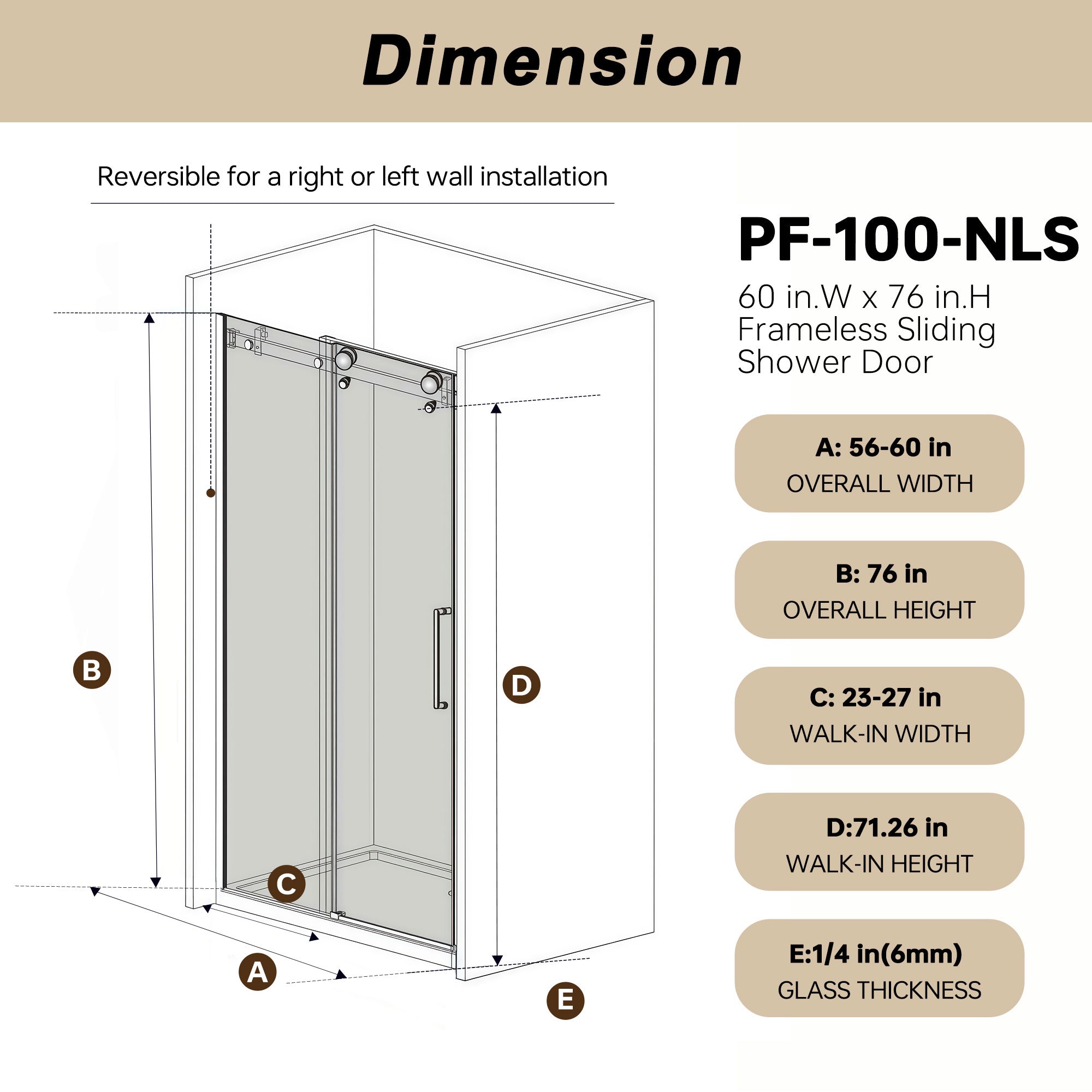 Frameless Single Sliding Shower Door