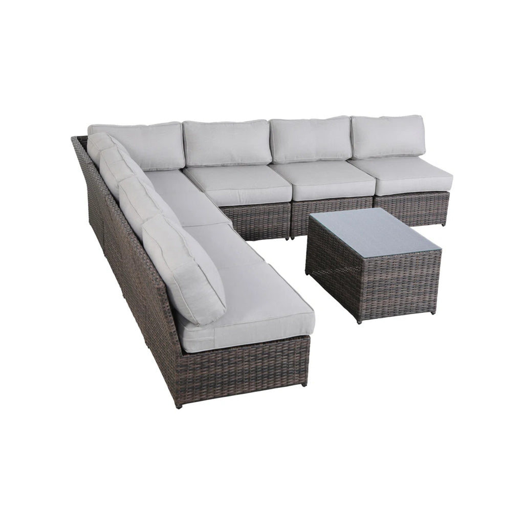 6-Person Wicker Outdoor Seating Group with Cushions