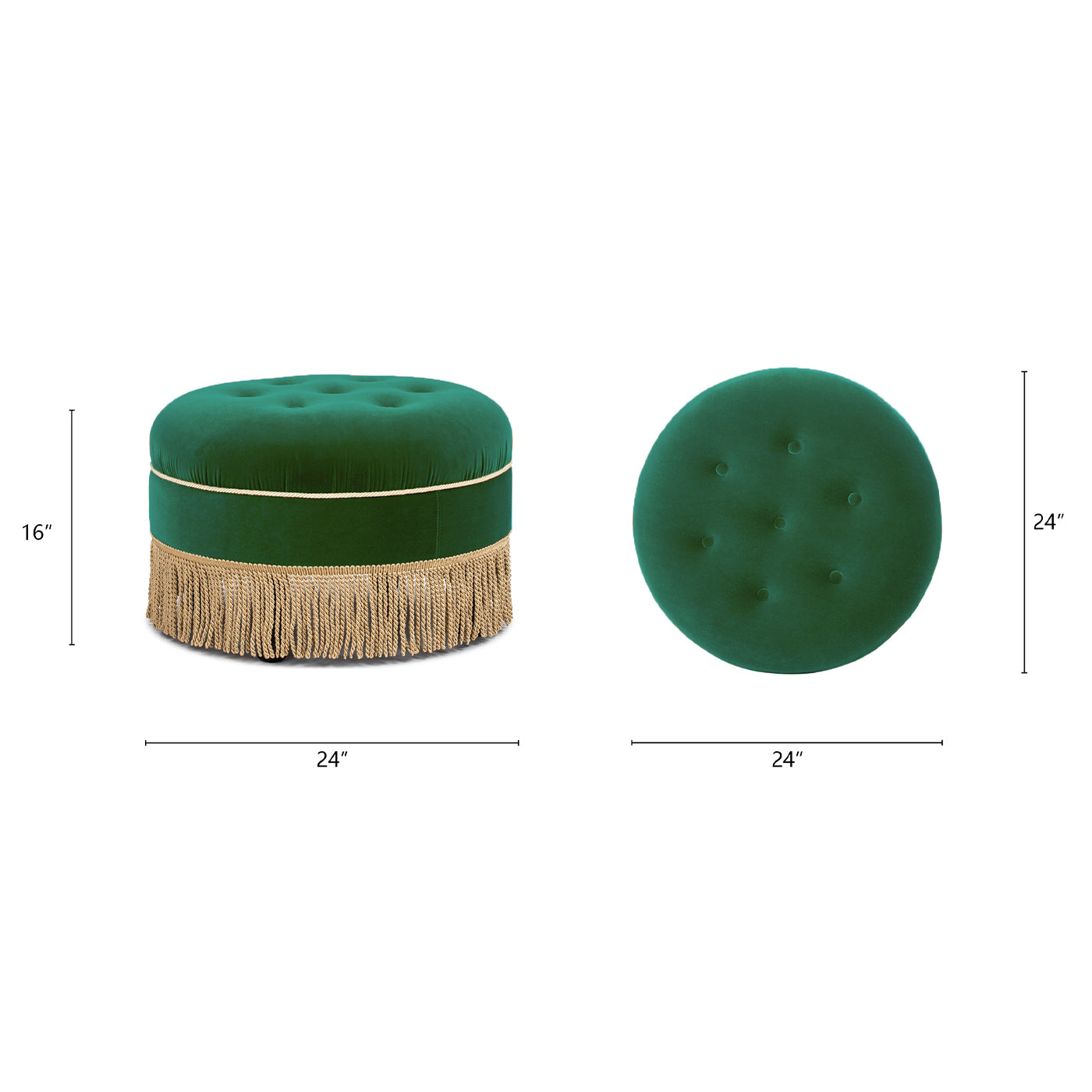 Yolanda 24" Round Upholstered Accent Ottoman, Ultramarine