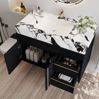 36" Floating Bathroom Vanity with Ceramic Sink and Faux Marble Top