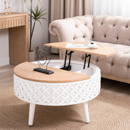 Round Coffee Table with Storage – 31.5" Lift-Top Accent Table