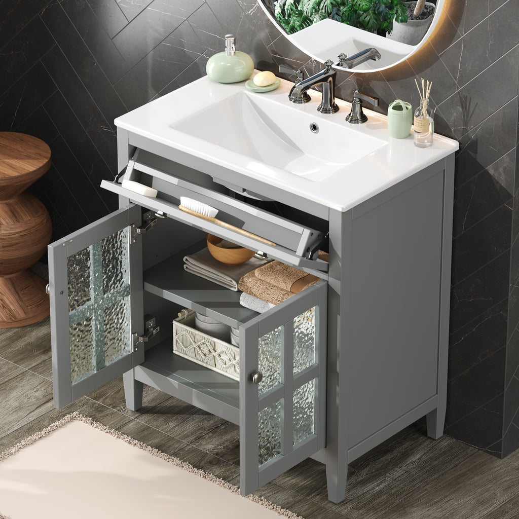 30" Bathroom Vanity with Ceramic Sink