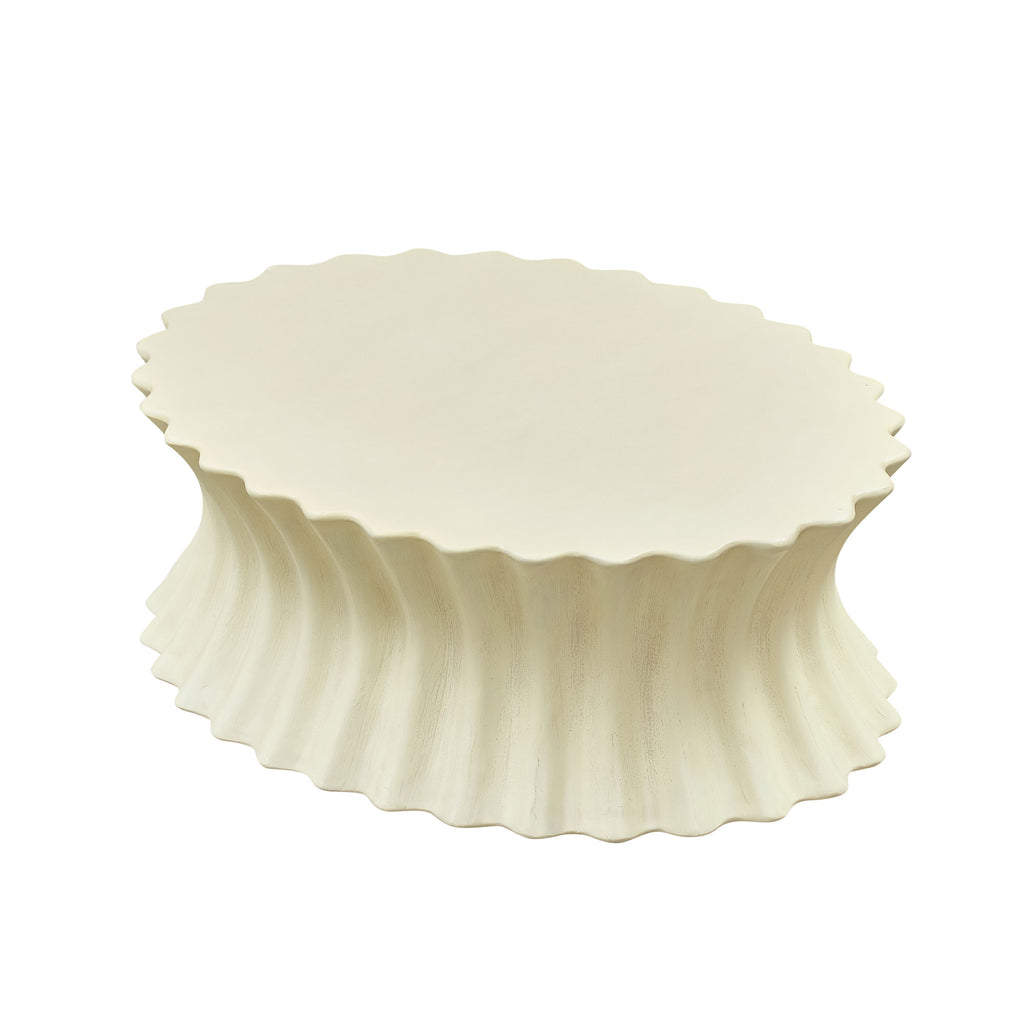 35.04 Inch Oval Coffee Table - Vintage Sturdy Fiberglass Design