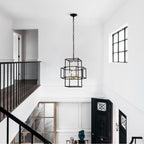 4-Light Metal Lantern Tiered Pendant Hanging Light Fixtures