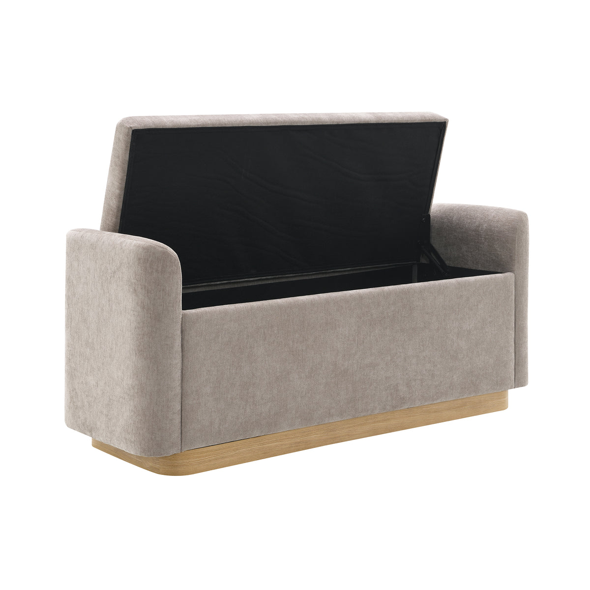 Storage Bench with Safety Hinge, 49-Inch, Brown Chenille