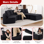133" Modular U-Shaped Sectional Compression Sofa