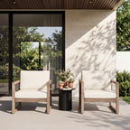 Set of 2 Outdoor Acacia Wood Patio Club Chairs