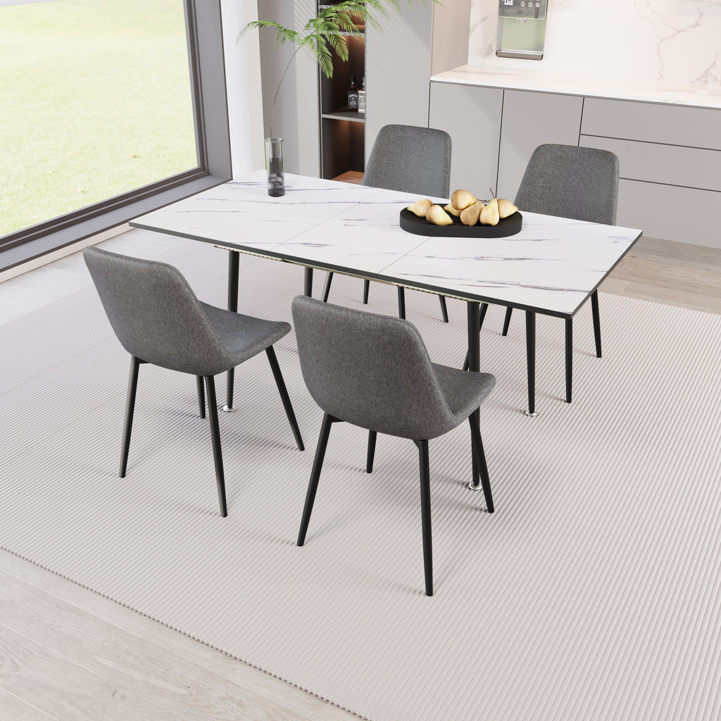 47"-63" Extendable MDF Modern Dining Table and Chair Set