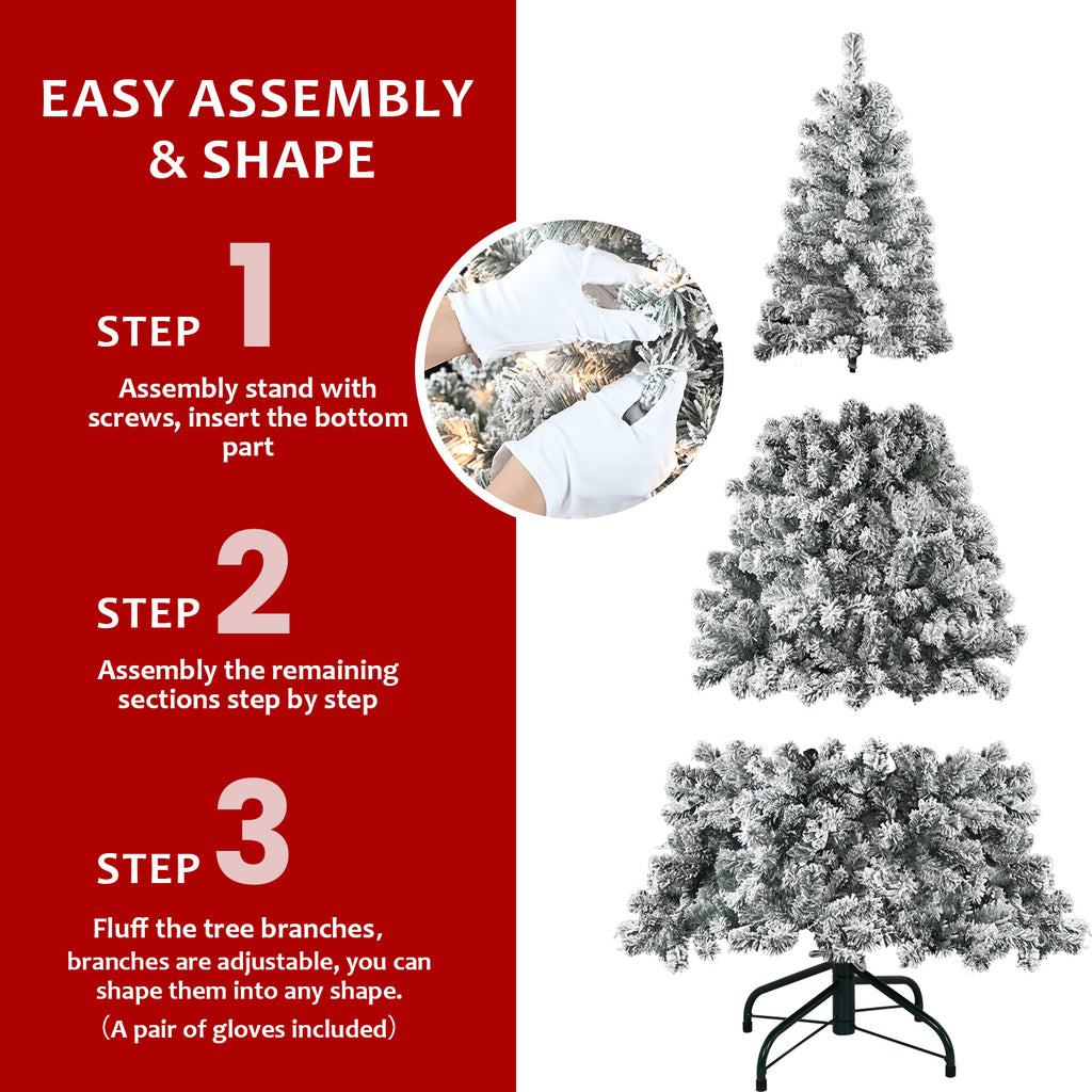 5FT Flocked Christmas Tree with 150 Warm White Lights