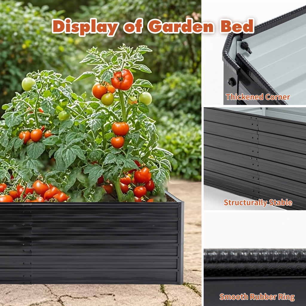 Metal Raised Garden Bed Outdoor - 7.2x3.6x2 FT