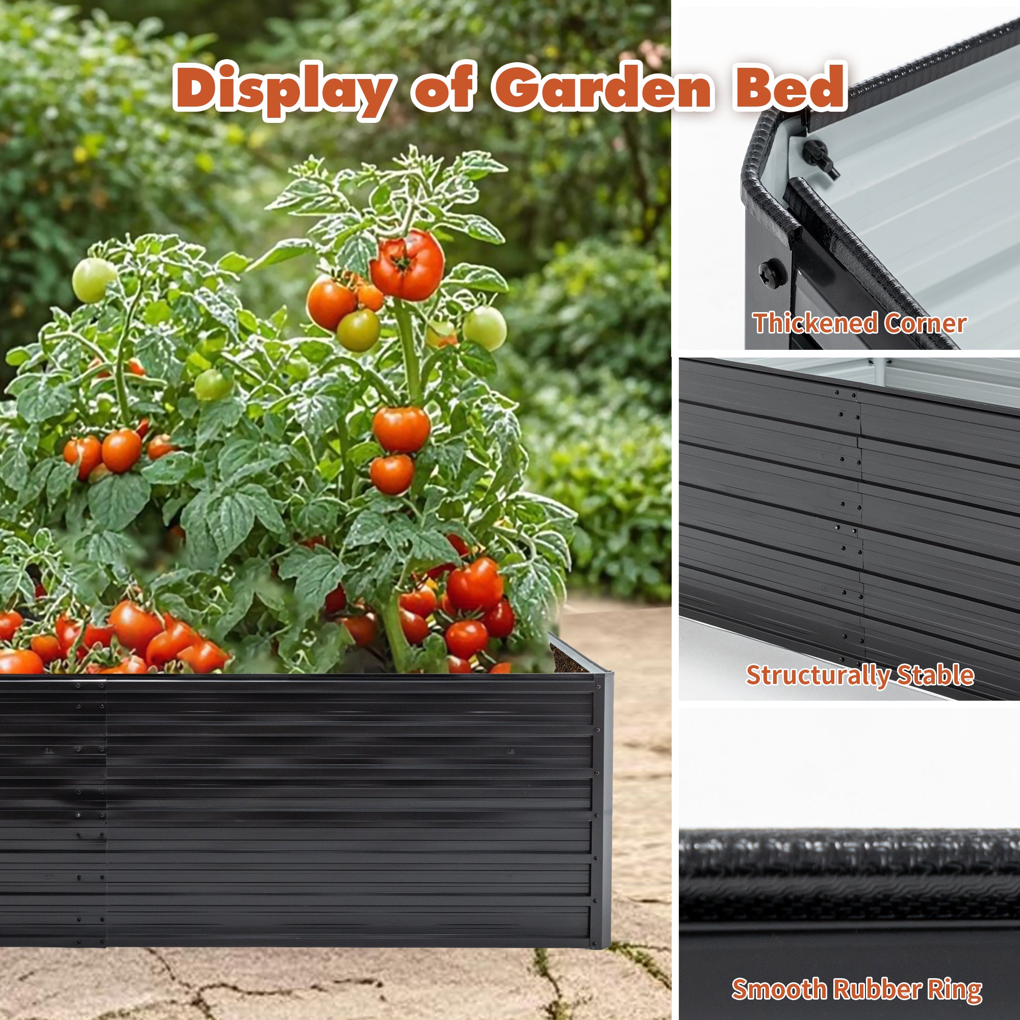 Metal Raised Garden Bed Outdoor - 7.2x3.6x2 FT