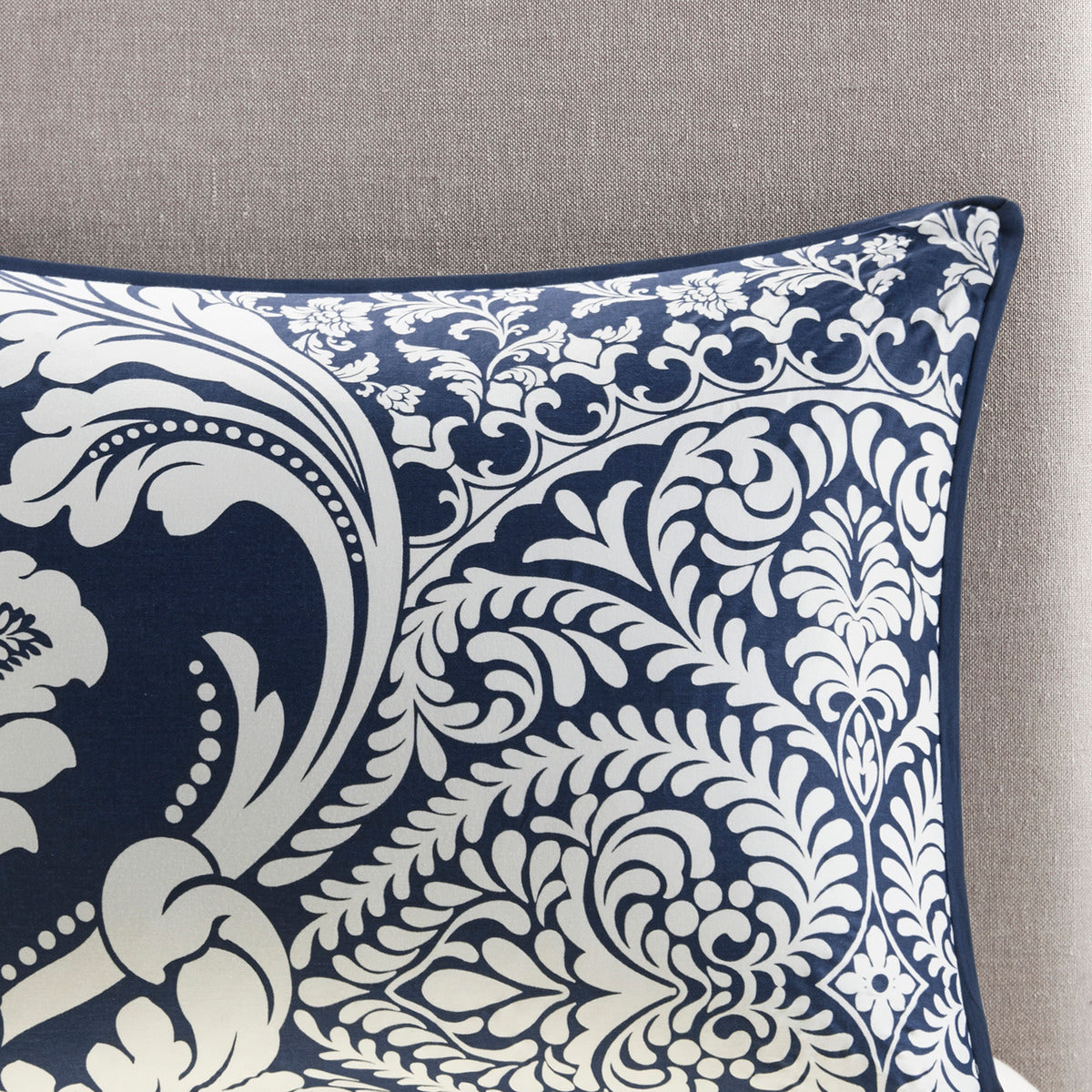 7 Piece Cotton Printed Comforter Set - Indigo Cal King